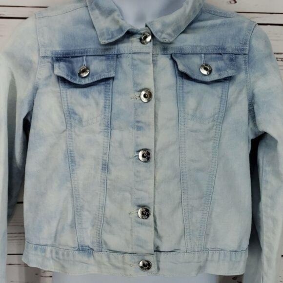 Light Blue Denim Jacket Girls XL By YMI With Silver Button Front Chest Pockets - Picture 2 of 6